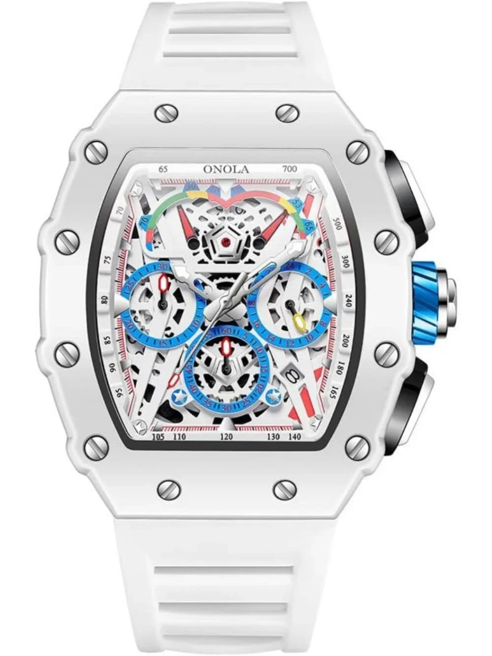 Stylish Men's Skeleton Chronograph Watch | Big Face, Silicone Strap, 30M Water